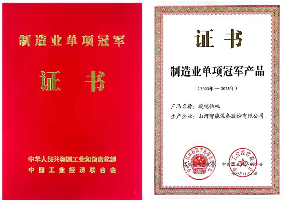 两项单冠,行业唯一!UED在线官网网页版(中国)唯一官方网站智能两款桩工产品同获制造业单项冠军